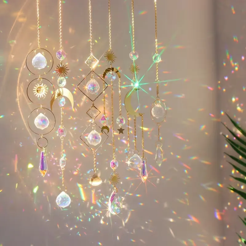 Attrape-soleil Décoration de fenêtre, attrape-soleil, carillon éolien en cristal, lot de 6, couleurs variées - 5