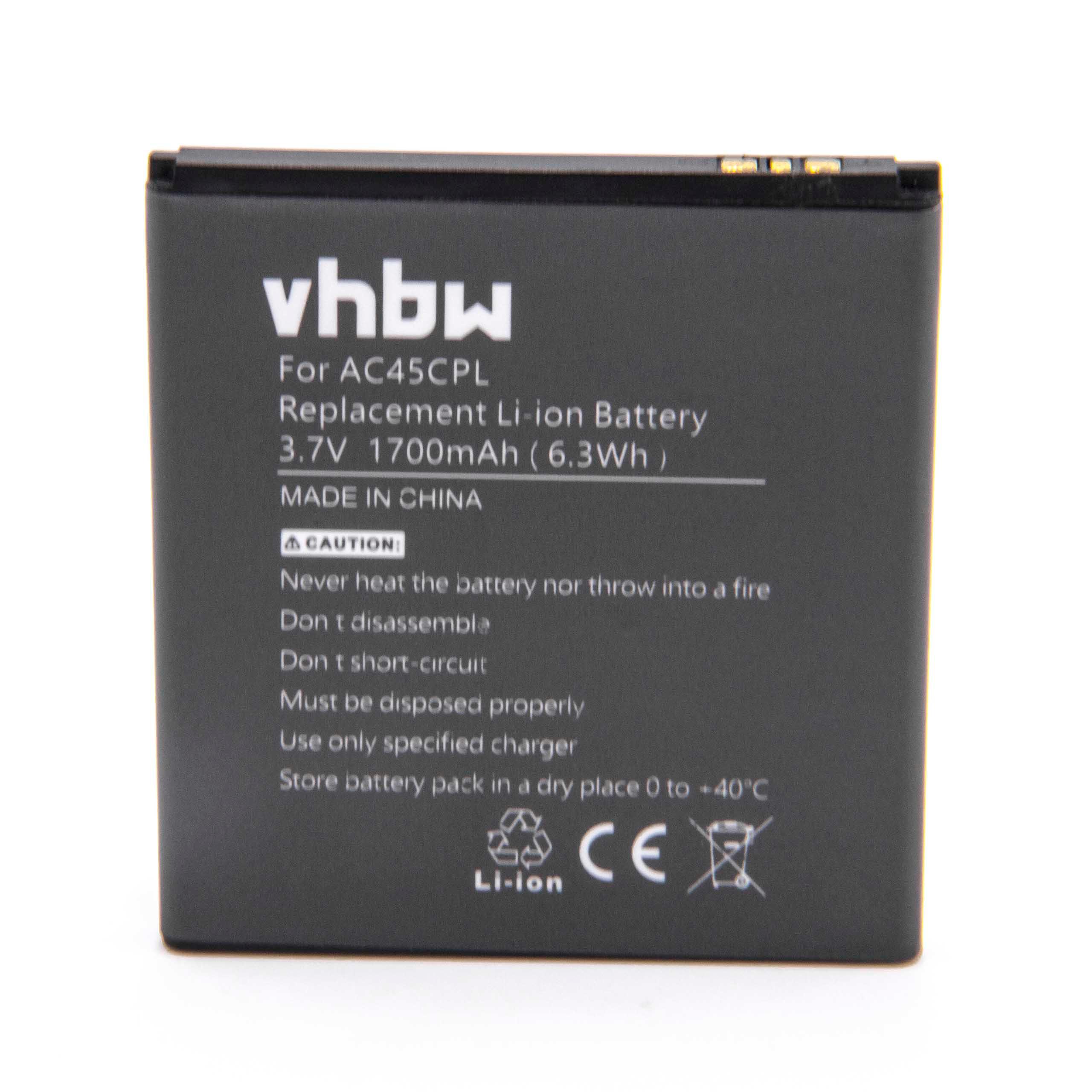 Batteria Vhbw Compatibile Per Elson Mobistel EL400 E EL400 Dual – 1700mAh, 3,7V, Li-Ion, Sostituisce BTY26170