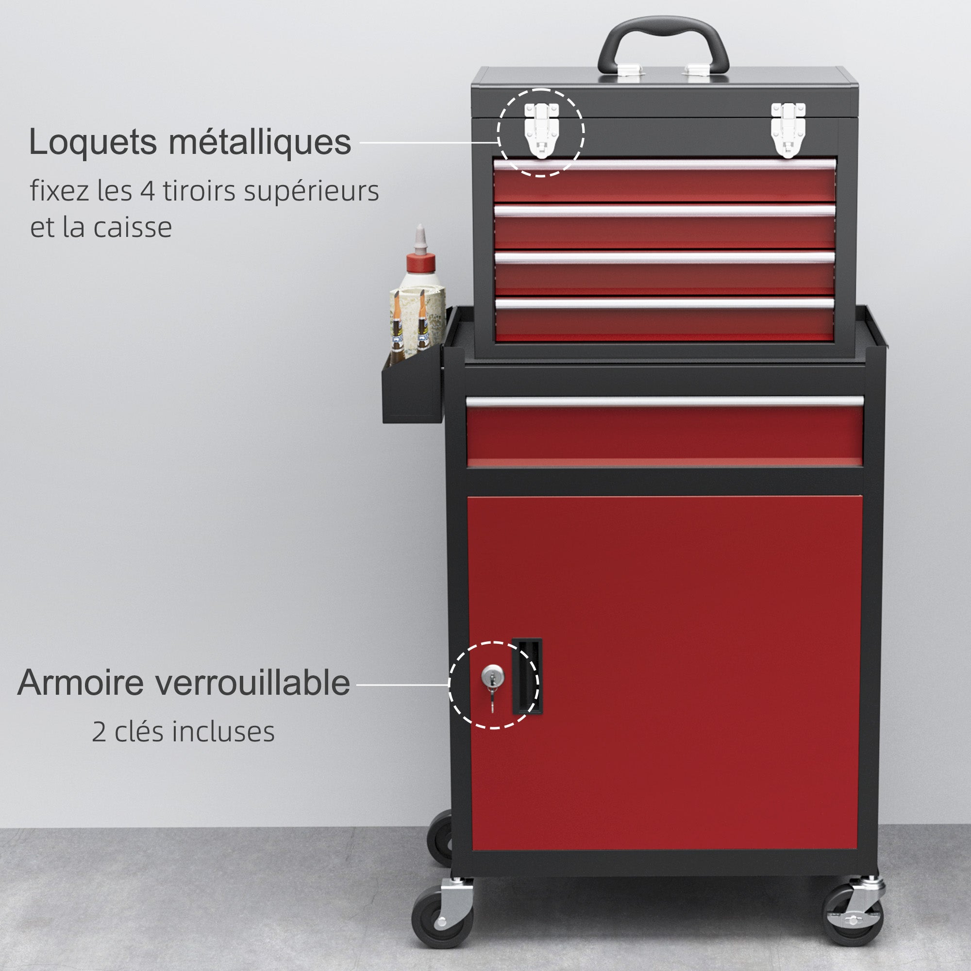 Armoire à outils sur roulettes Acier HOMCOM - 6