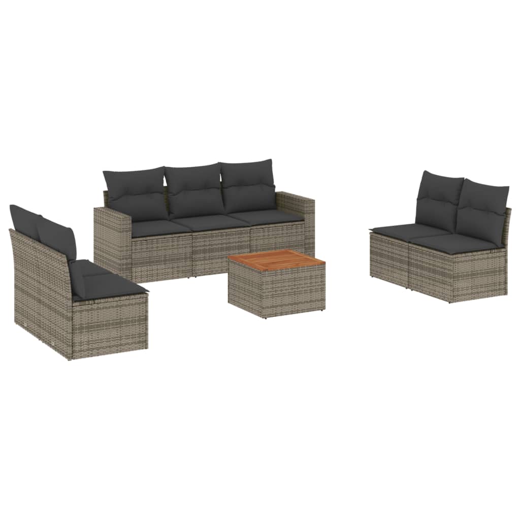 Salon bas de jardin en Rattan synthétique Gris 8 personnes - 2