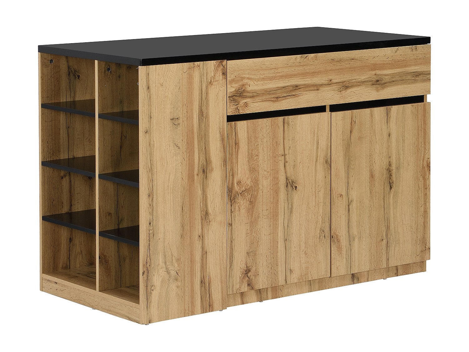 Ilot central de cuisine avec rangements - Noir et Naturel - MEILI - 2