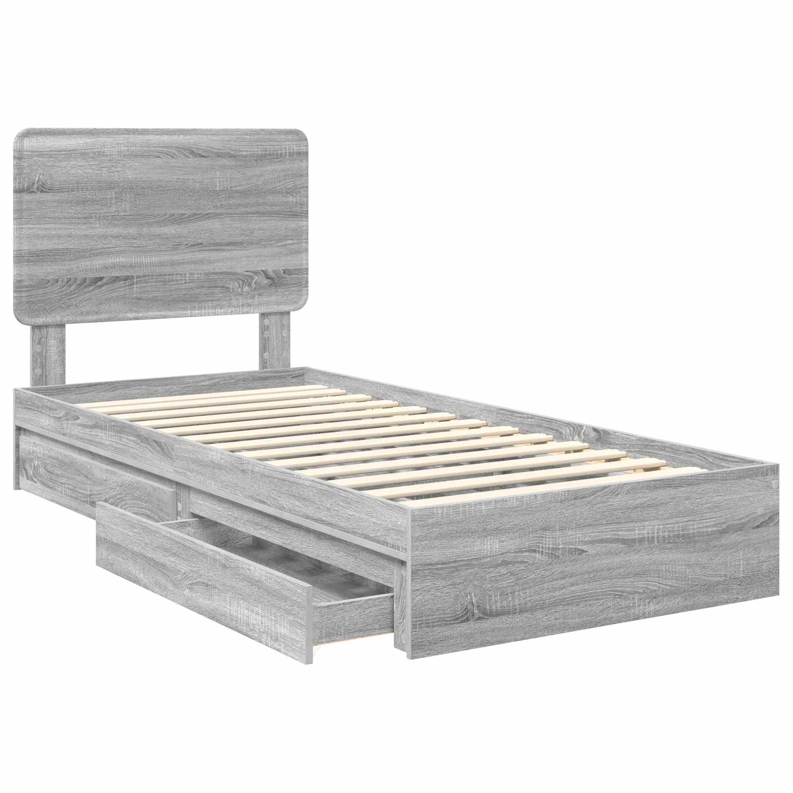 Lit de rangement Gris 90 x 200 cm Panneau de bois - 5