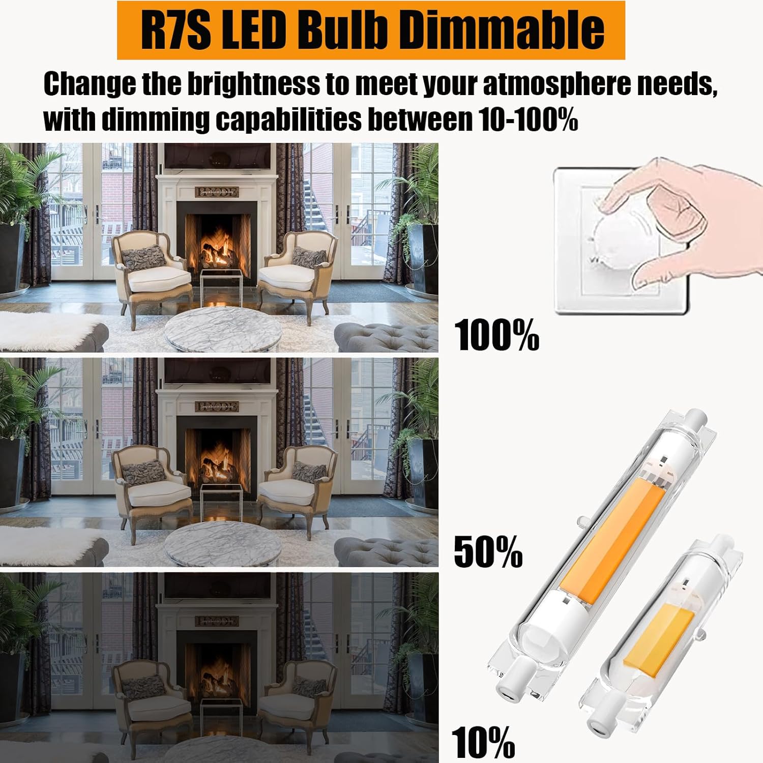 Confezione da 2 lampadine LED R7S da 118 mm dimmerabili, 30 W equivalenti a lampadine alogene da 118 mm e 300 W, senza sfarfallio, bianco caldo 3000 K - 3