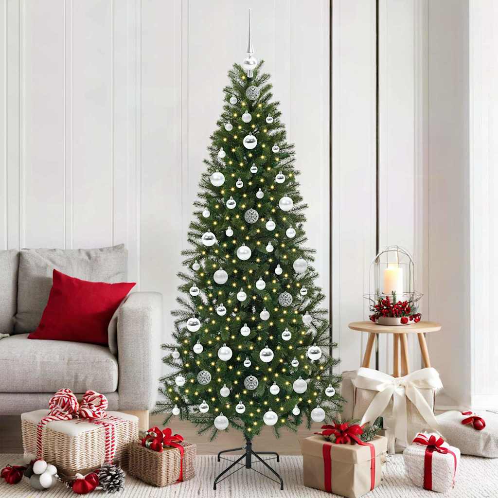 Sztuczna choinka z 300 diodami LED Zielony 180 cm PE i PVC