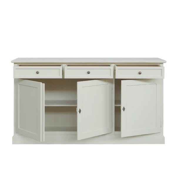 Credenza Shabby Chic In Legno - 3 Ante E 3 Cassetti | Colore Bianco Anticato | Made In Italy | Stile Rustico Elegante - Foto 6