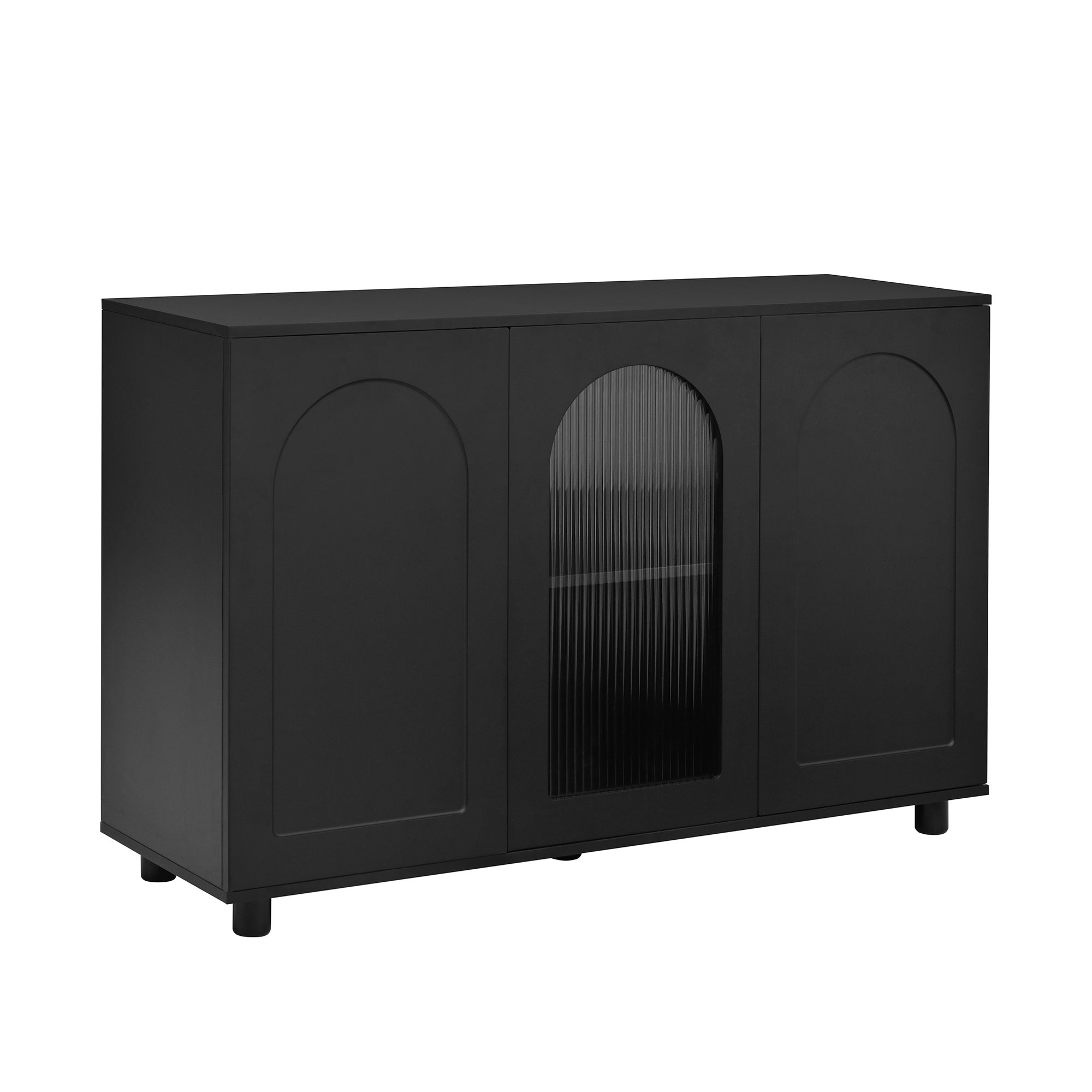 Buffet bas avec 3 portes - 120 x 40 x 78.5 cm - MDF + panneau de particules - pour salle à manger - Noir - 9