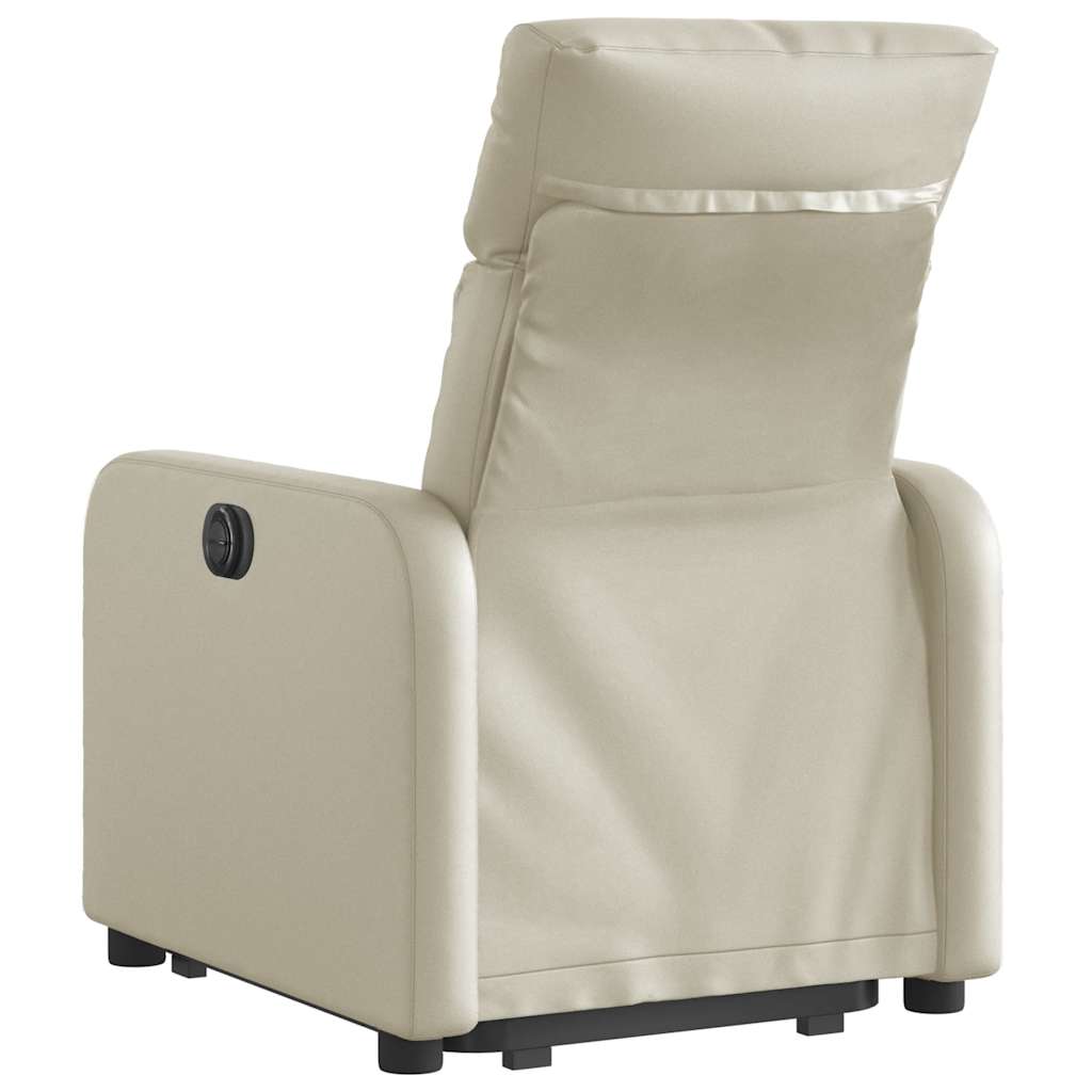 Fauteuil inclinable électrique crème similicuir - 5