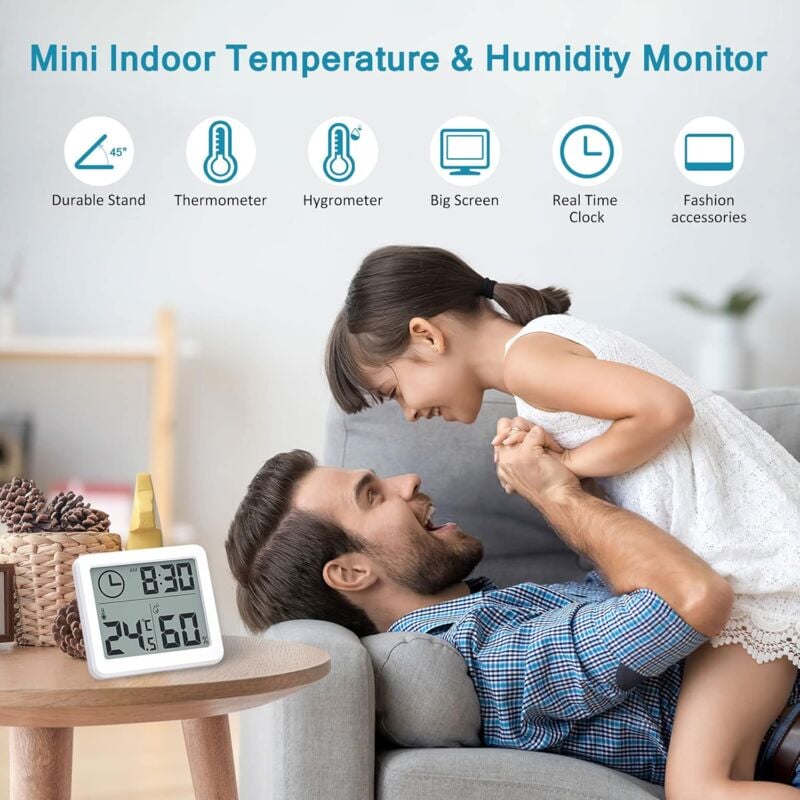 Stazione meteorologica wireless con 3 sensori, termometro igrometro digitale per interni/esterni