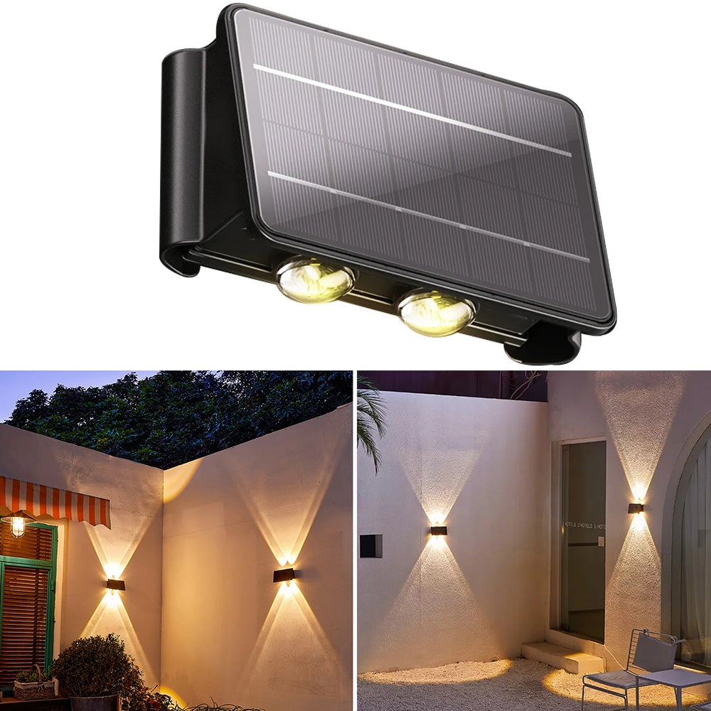 Zewnętrzne światło słoneczne solarna lampa ścienna z oświetleniem góra dół wodoodporne światło słoneczne od zmierzchu do świtu do ogrodu dziedzińcu