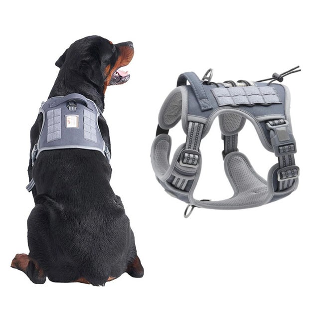 Arnés para perros, arnés ajustable, arnés para perros, arnés para perros sin tirones, (XL-gris)