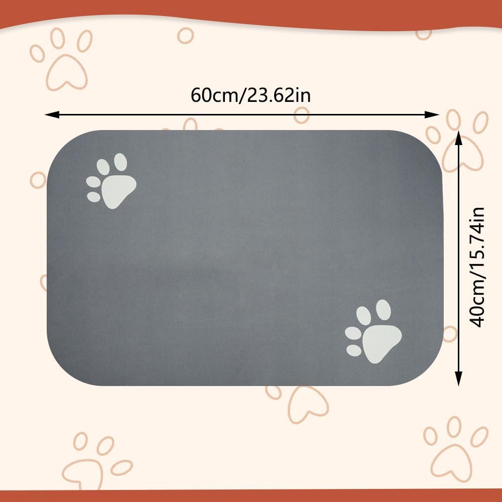 Tappetino Assorbente Per Ciotole Cane E Gatto – 2 Pezzi 40x60 Cm, In Terra Di Diatomee, Antiscivolo, Asciugatura Rapida, Marrone E Grigio
