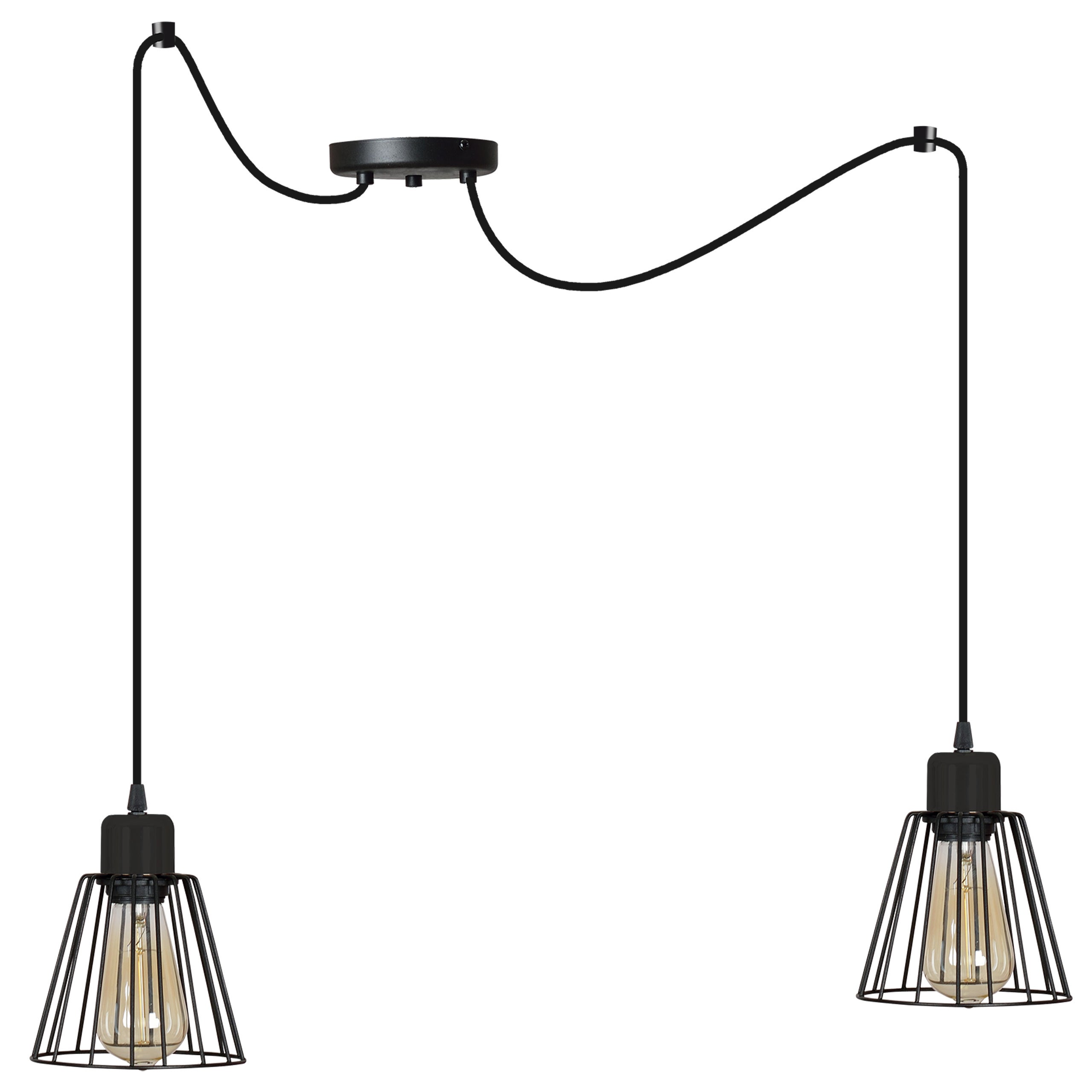 Lampa sufitowa wisząca Spider urban 2xE27 abażur druciak trapez czarny Light Home LH