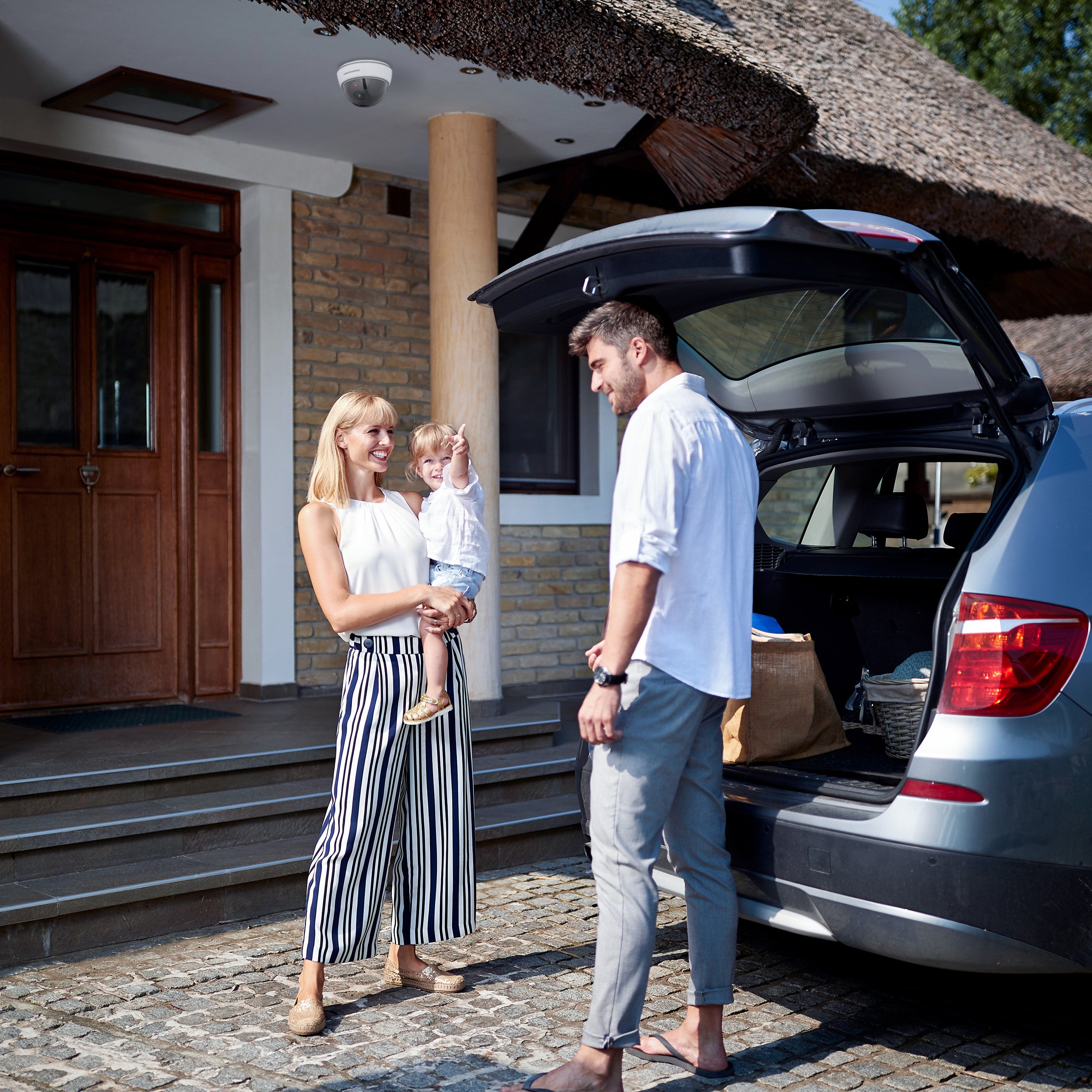 Caméra factice en dôme, lot de 2, lumière LED clignotante, intérieur & extérieur, dissuader intrus, surveillance, blanc - 3