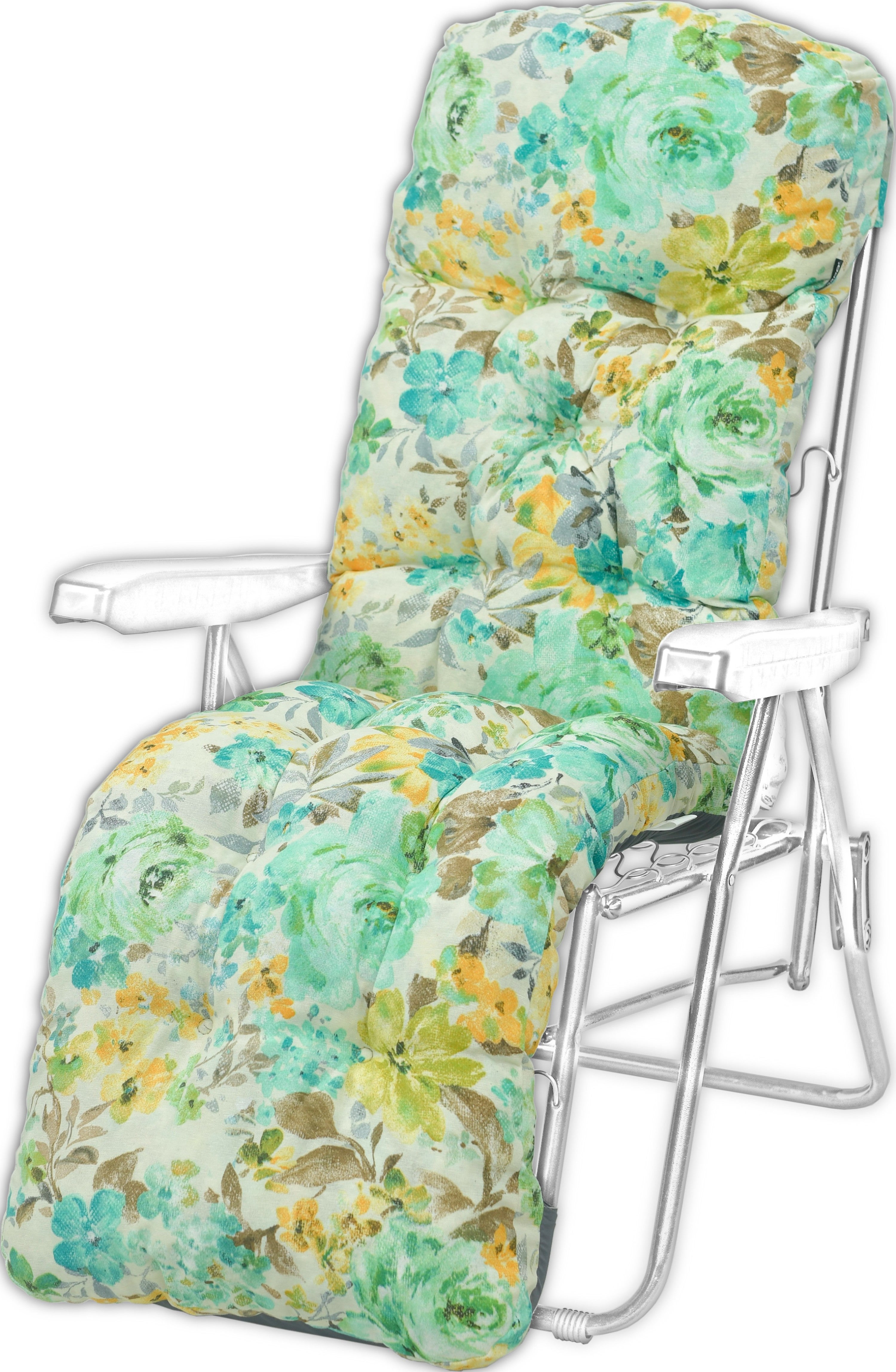 Poduszka ogrodowa na leżak z podnóżkiem AMPO beżowy brązowy niebieski 1 szt.