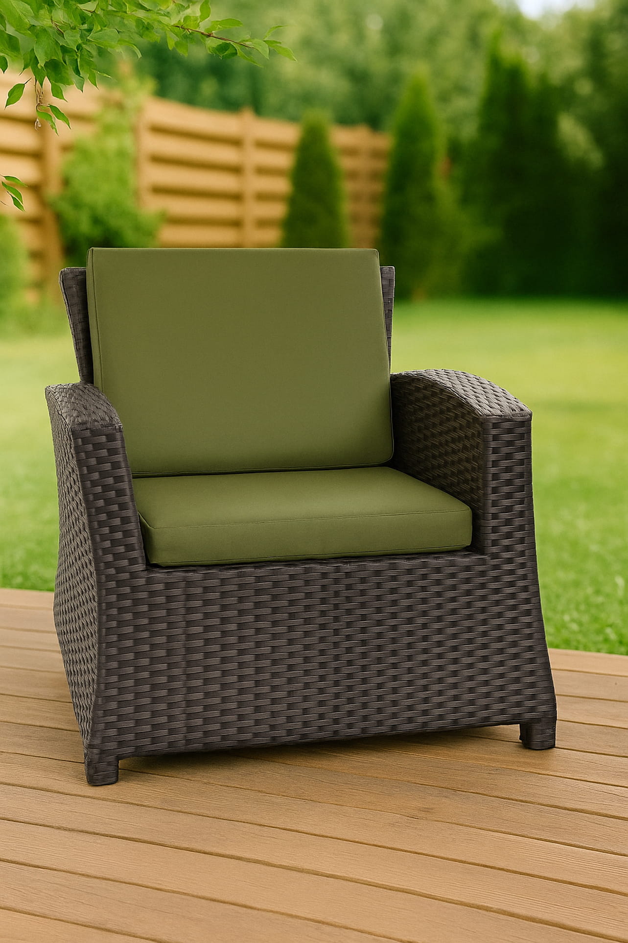 Cuscino per sedia in polyrattan 56x52x7cm Set di 4 cuscini per sedia- Cuscino per poltrona da giardino Verde/ cuscino schienale seduta per esterni - 4