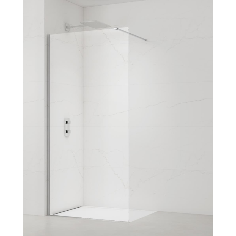 Swiss Aqua Technologies Walk-in 140x200cm Paroi en verre Crystal Glass® 8 mm anticalcaire, avec bras et profilés chrome brillant (SATBWI140PR) - 4