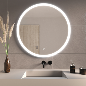 Specchio Da Bagno A LED Specchio Da Parete A Semicerchio Con Luce A 3 Colori, Bianco Caldo 3000K-6000K, Pulsante A Sfioramento Dimmerabile, Funzione Antiappannamento, 20/23,5/27,5 - Foto 5