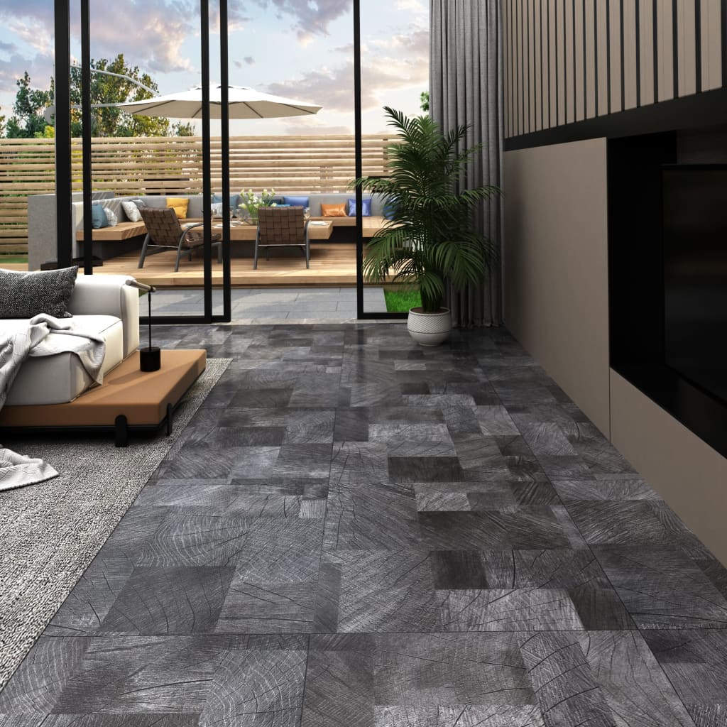 Vidaxl lama para suelo pvc autoadhesiva gris estructura madera 5,11 m²