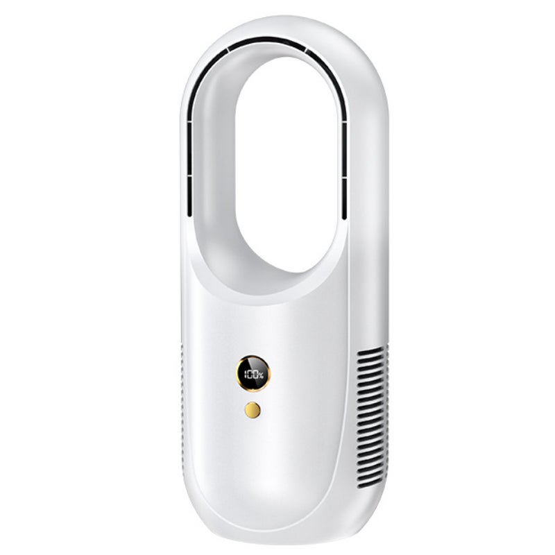 Przenośny, bezłopatkowy wentylator biurkowy z portem USB, 6 prędkościami, cichą pracą i panelem LED do sypialni, domu i biura (biały)