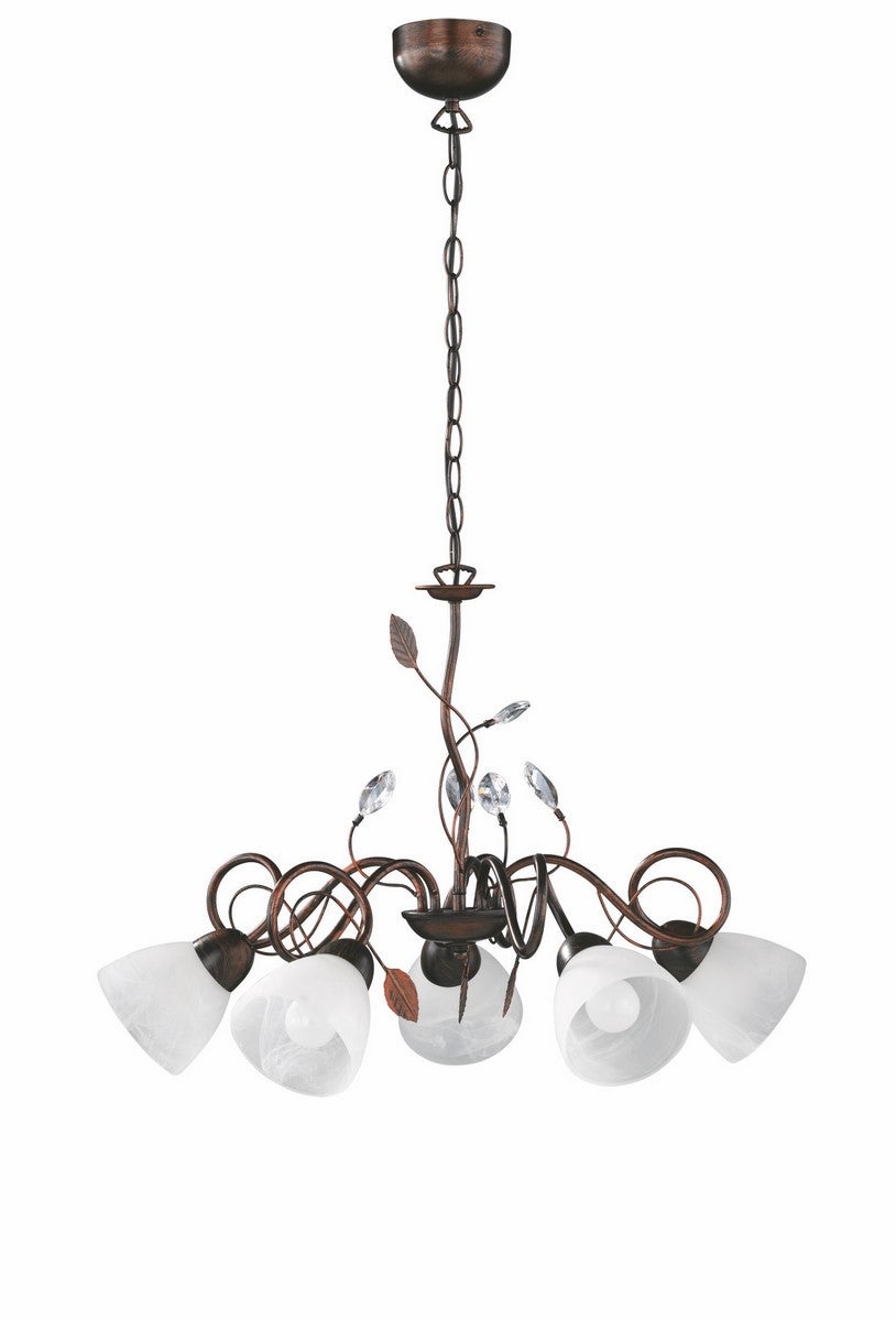 Lampa wisząca Traditio brązowo-biała 5xE14x40W wym: 150 x 70 x 70 cm metal Trio