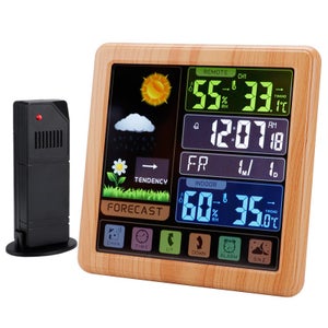 Raddy Stazione meteo WLAN N90 con display HTN da 8,8, connessione app intelligente, termometro interno ed esterno con sensore radio, monitor di temperatura e umidità, indice PM2.5/AQI/UV, previsione