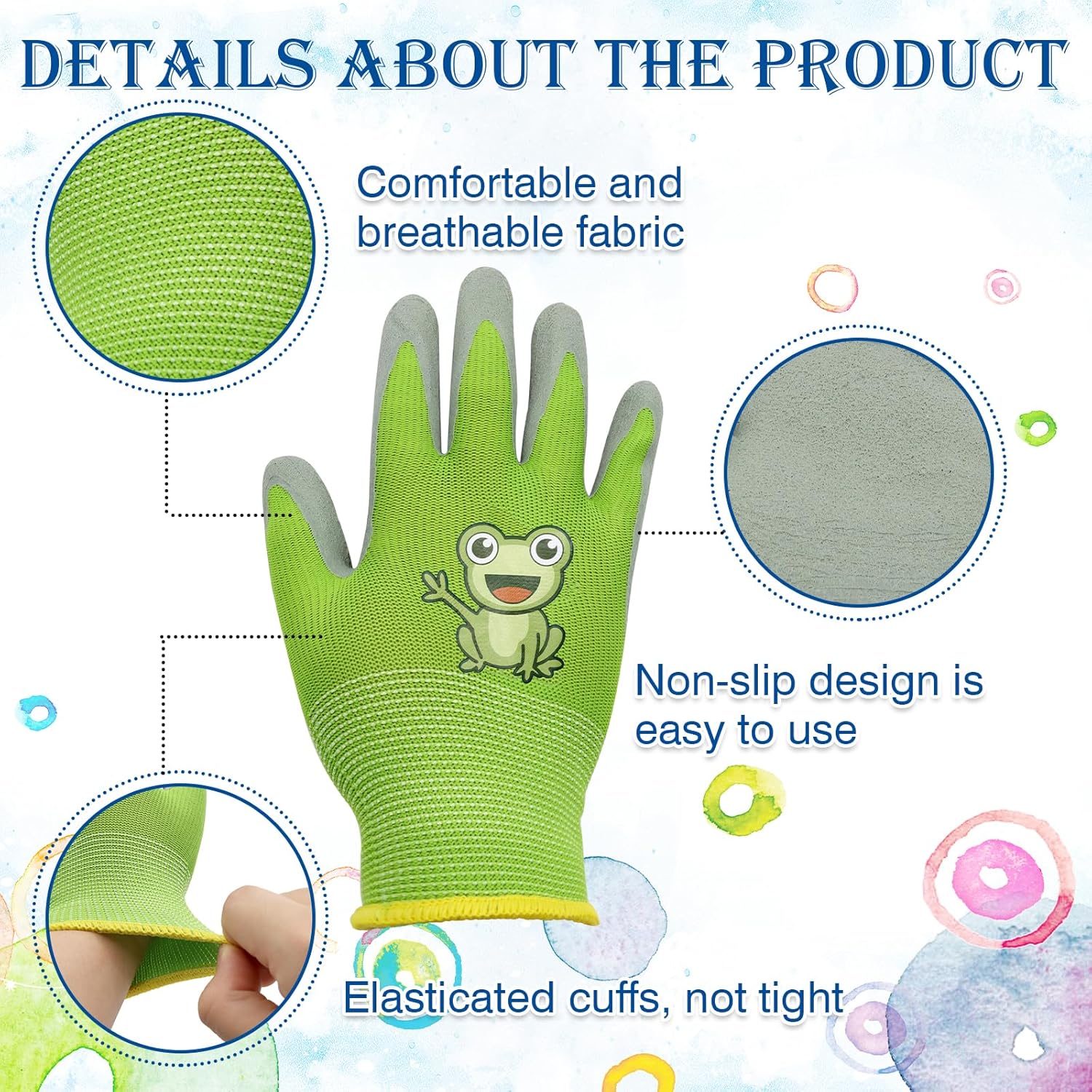 4 Paires Gant Jardinage Enfant, Gants Jardinage Enfant Épais Résistants à l'Usure Antidérapants, Camping, Jardinage(M, 5-7 ans) - 3