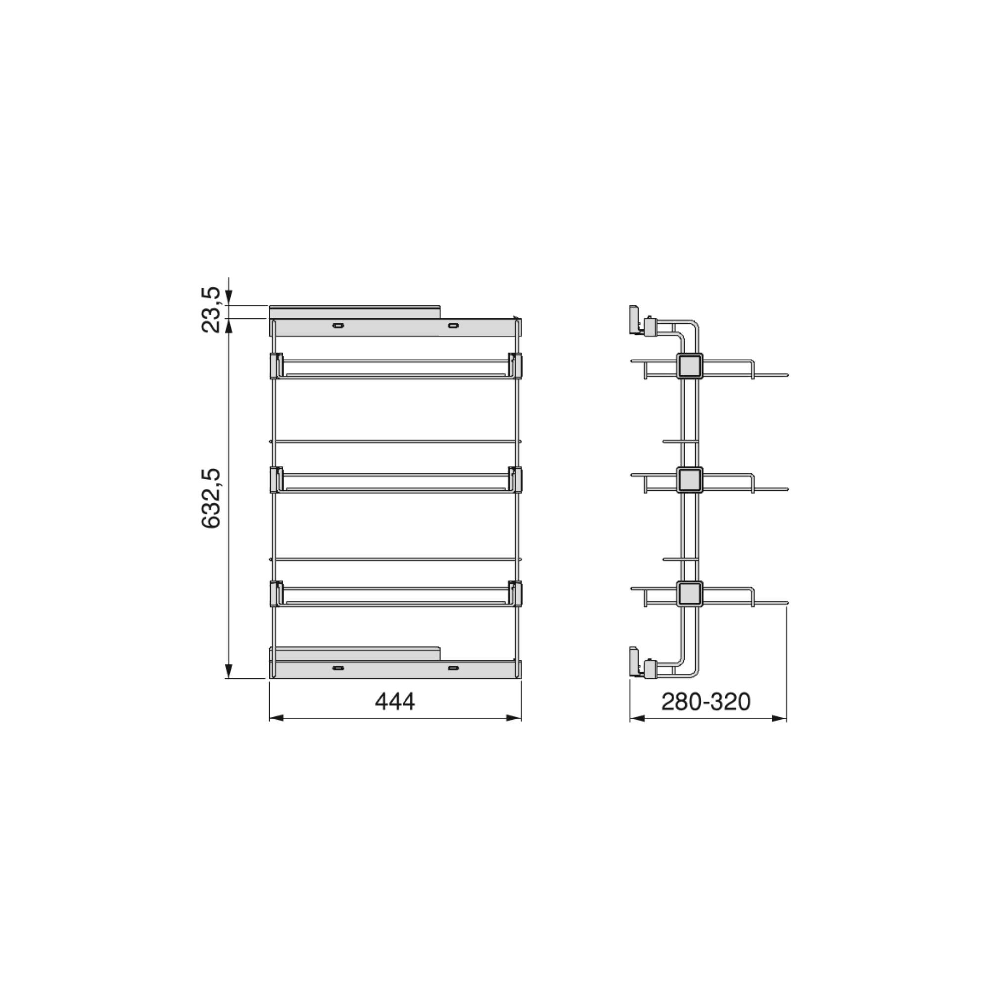 Emuca Porte-chaussures latéral coulissant pour placards et dressing Hack, Gauche, Peint en noir texturé, Acier. - 3