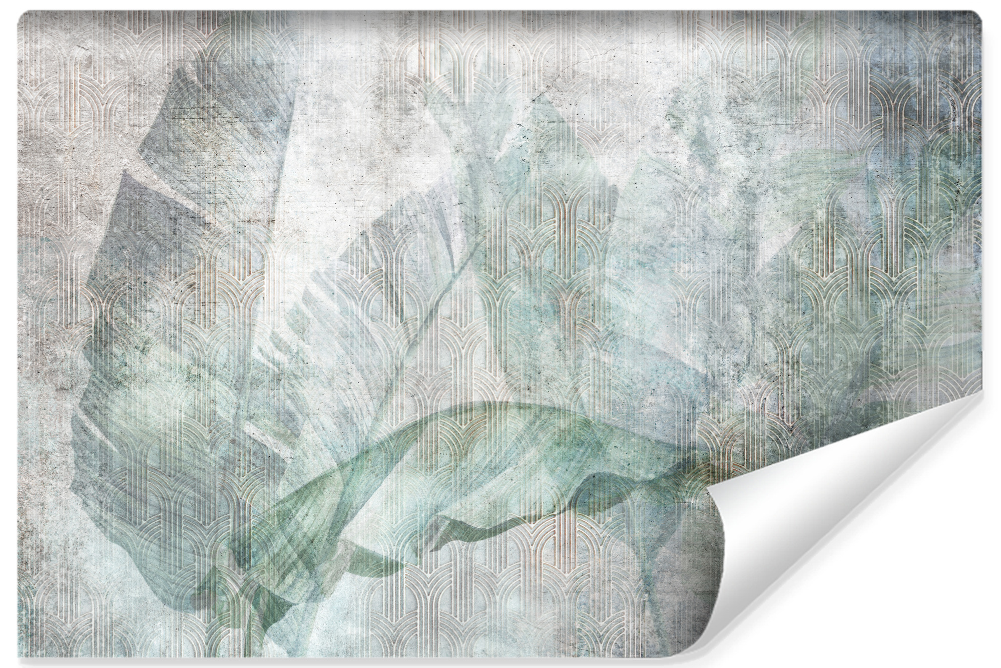 Papel pintado fotografia no tejida para salon hojas ornamentos de hormigon 450cm x 300cm
