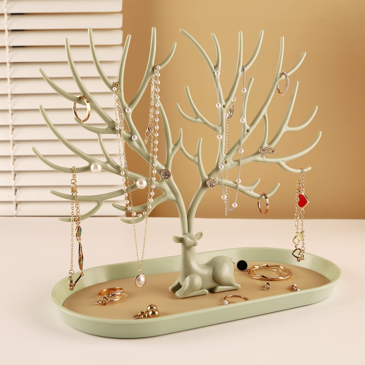 Présentoir de bijoux en bois de cerf, pendentif de tour d'arbre pièces de rangement bagues boucles d'oreilles collier bracelet - 3