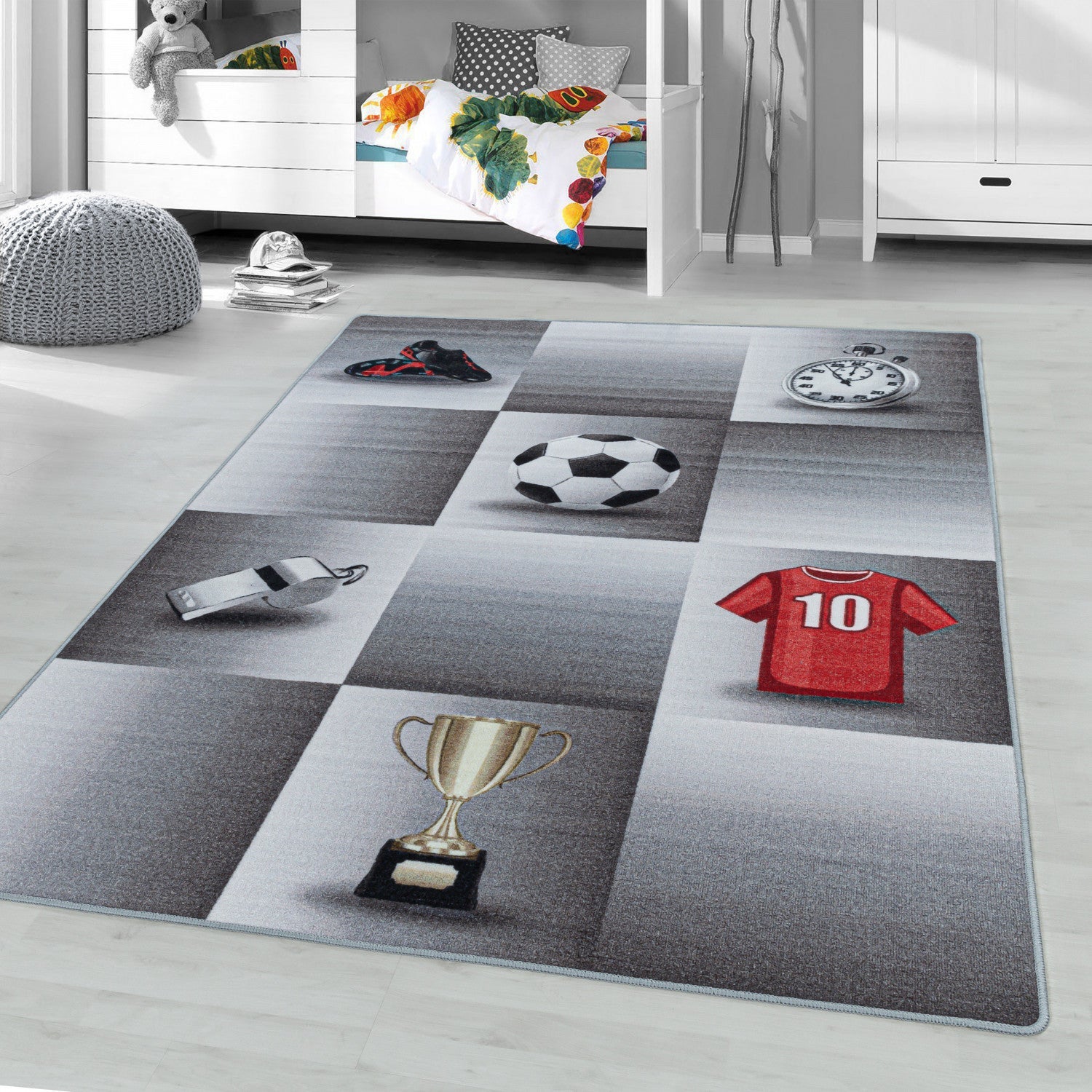 PATCHWORK - Tapis Enfant Lavable Gris 120 x 170 cm - 2
