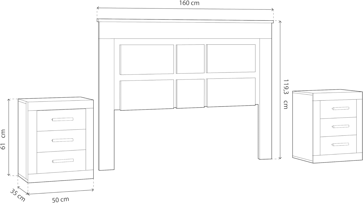 Ensemble tête de lit 160 x 120 cm + 2 tables de chevet | Chambre complète | Couleur chêne Cambria et blanc (pour lit 135-140 ou 160) - 9