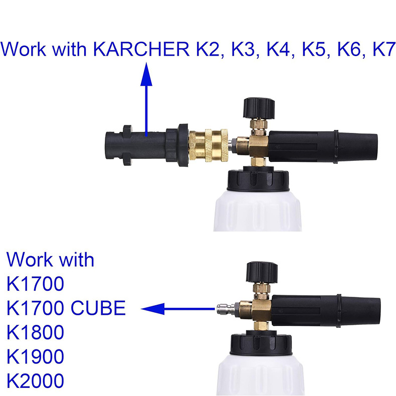 Accessoires pour nettoyeur haute pression, canon à mousse et buses, avec 5 buses, raccords rapides 1/4 pouce - 5