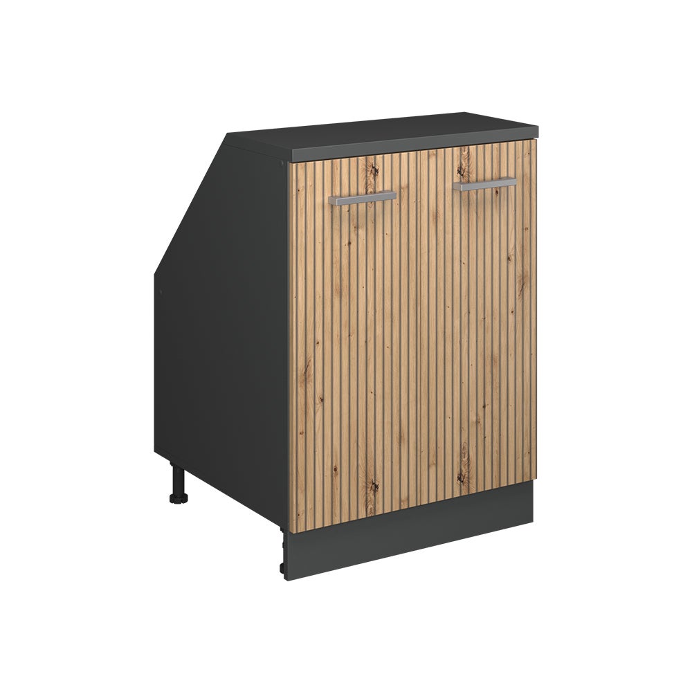 Vicco armario de cocina para techo inclinado r-line, roble artesanal, 60 cm con 2 puertas, 60 cm de profundidad