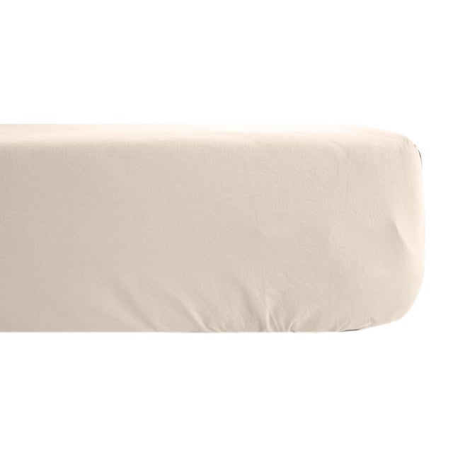 Drap housse uni 140x190 cm bonnet 35 cm percale de coton MANOIR blanc Naturel