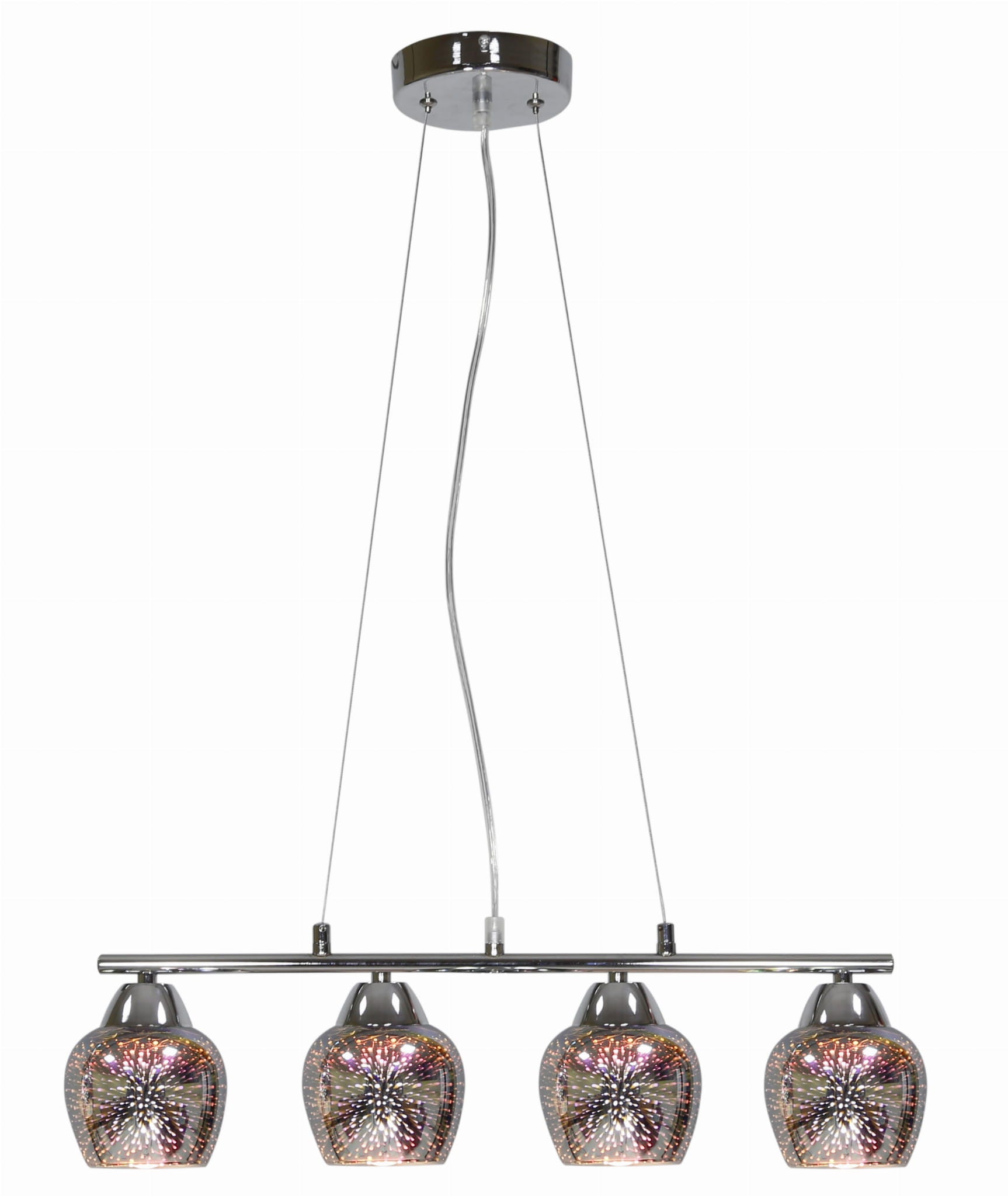 Lampa wisząca Sirius chromowana-wielokolorowy 4xE27x60W wym: 120 x 70 x 13 cm szkło Candellux