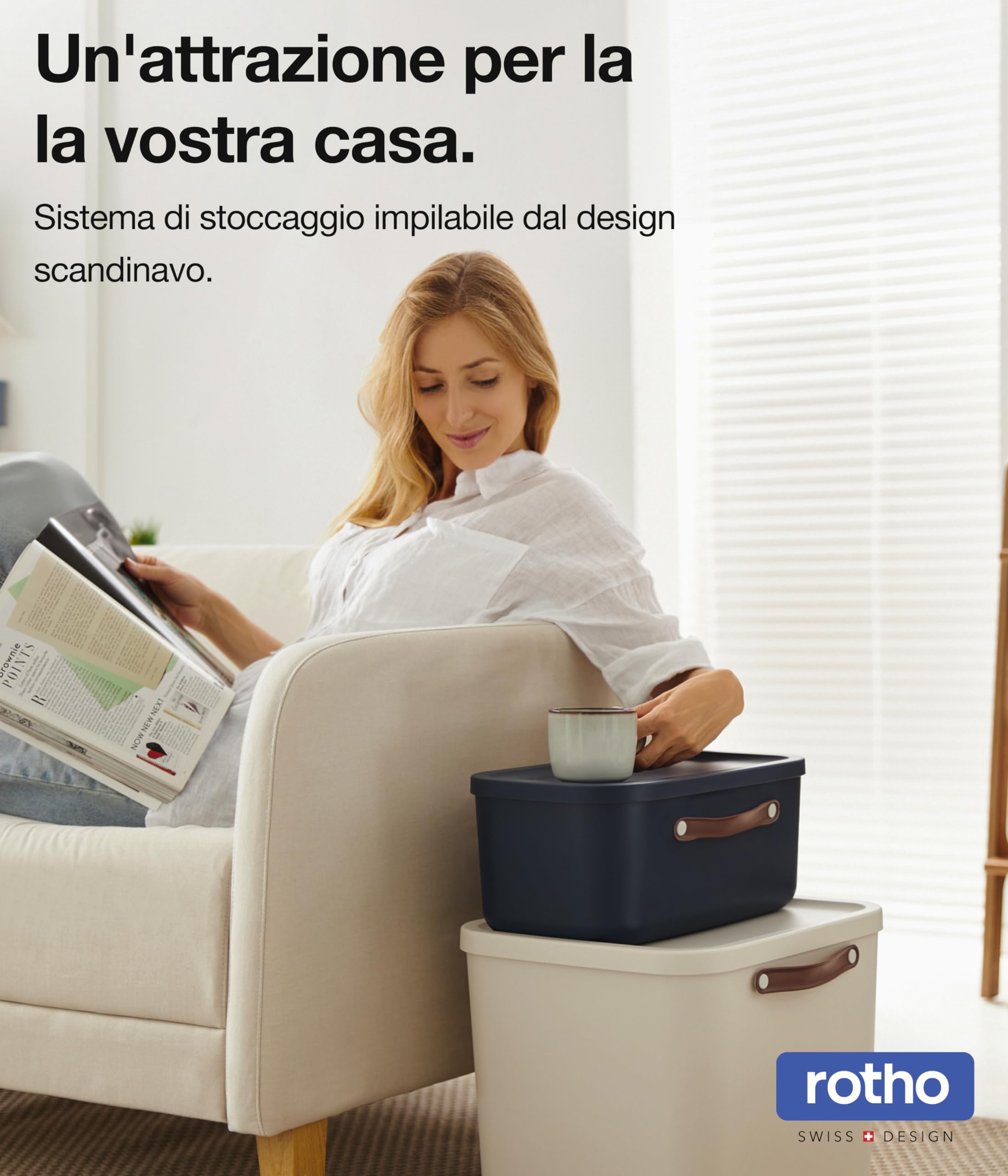 Scatola Di Stoccaggio Rotho Maloja - 40 Litri, Plastica Riciclata, 39.5x38x34 Cm - Foto 6