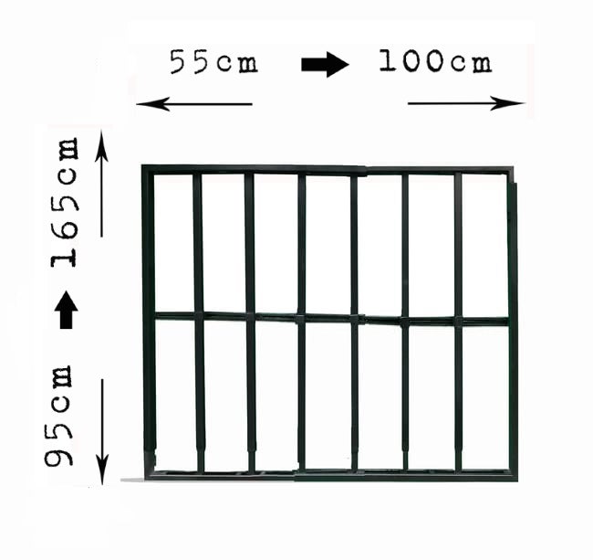 Grata di sicurezza per finestra regolabile (larghezza e altezza) da 55x95 cm a 100x165 cm Nera - 7