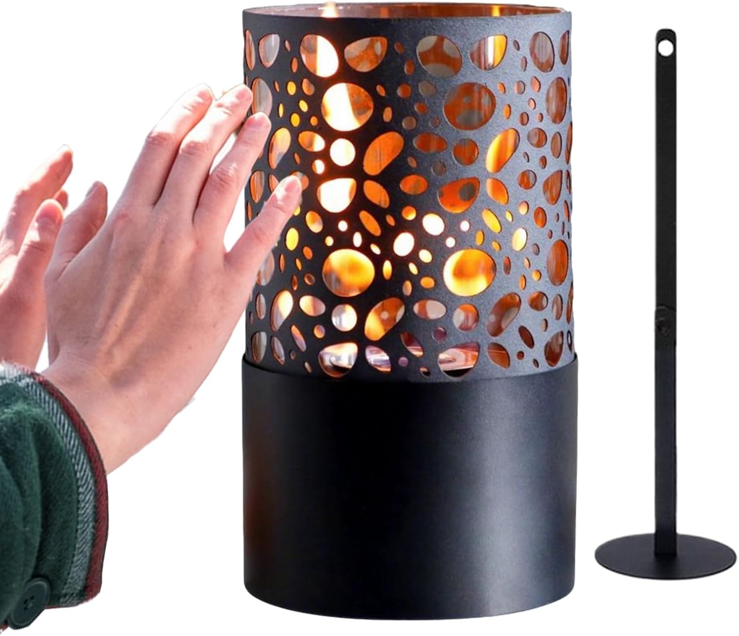 Lámpara de etanol portátil con diseño hueco de hierro de doble capa para decoración. quemador de etanol de mesa para fiestas de cumpleaños y acción de