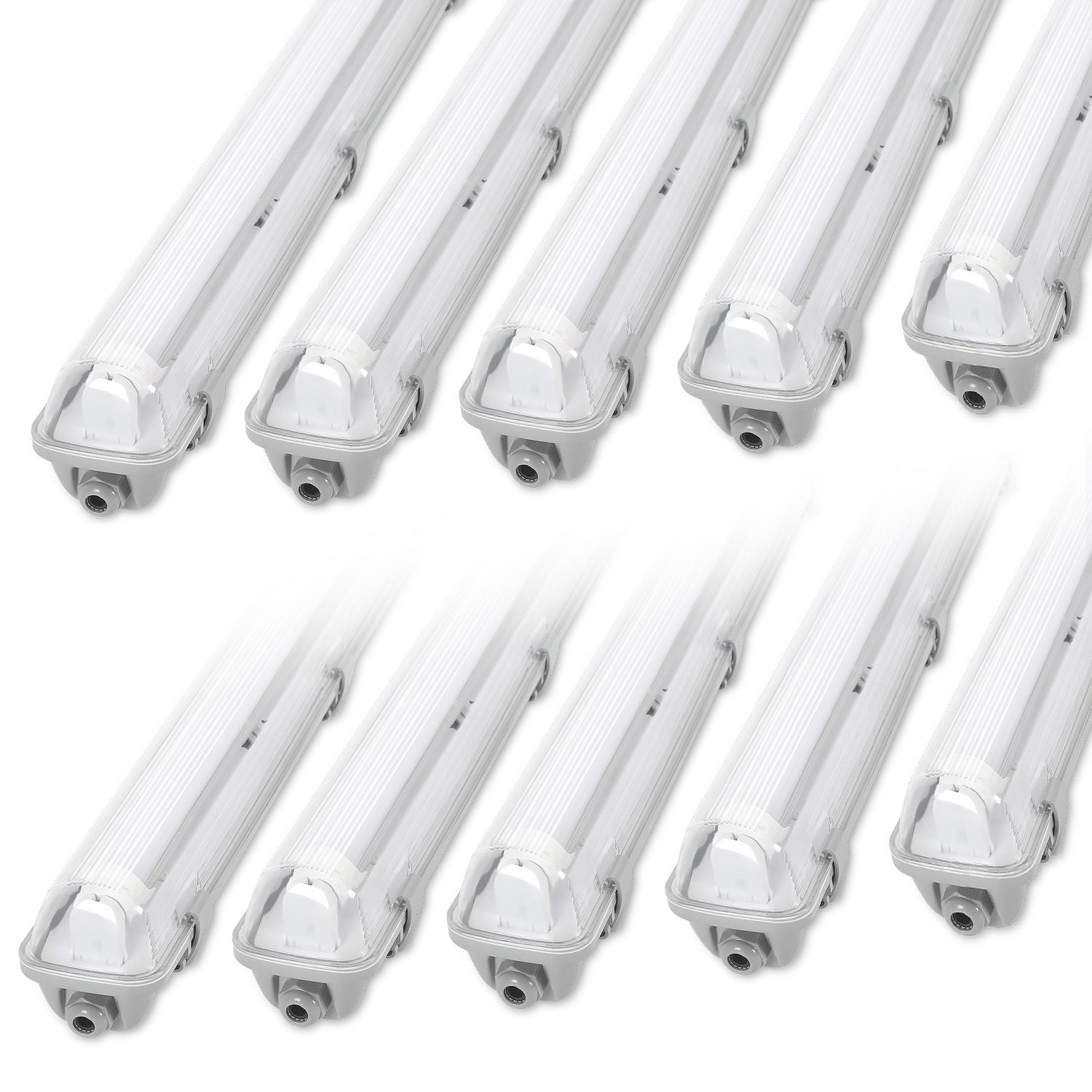 10 wodoodpornych taśm LED do świetlówek T8, IP65, 150 cm, 1 x 24 W, zimna biel