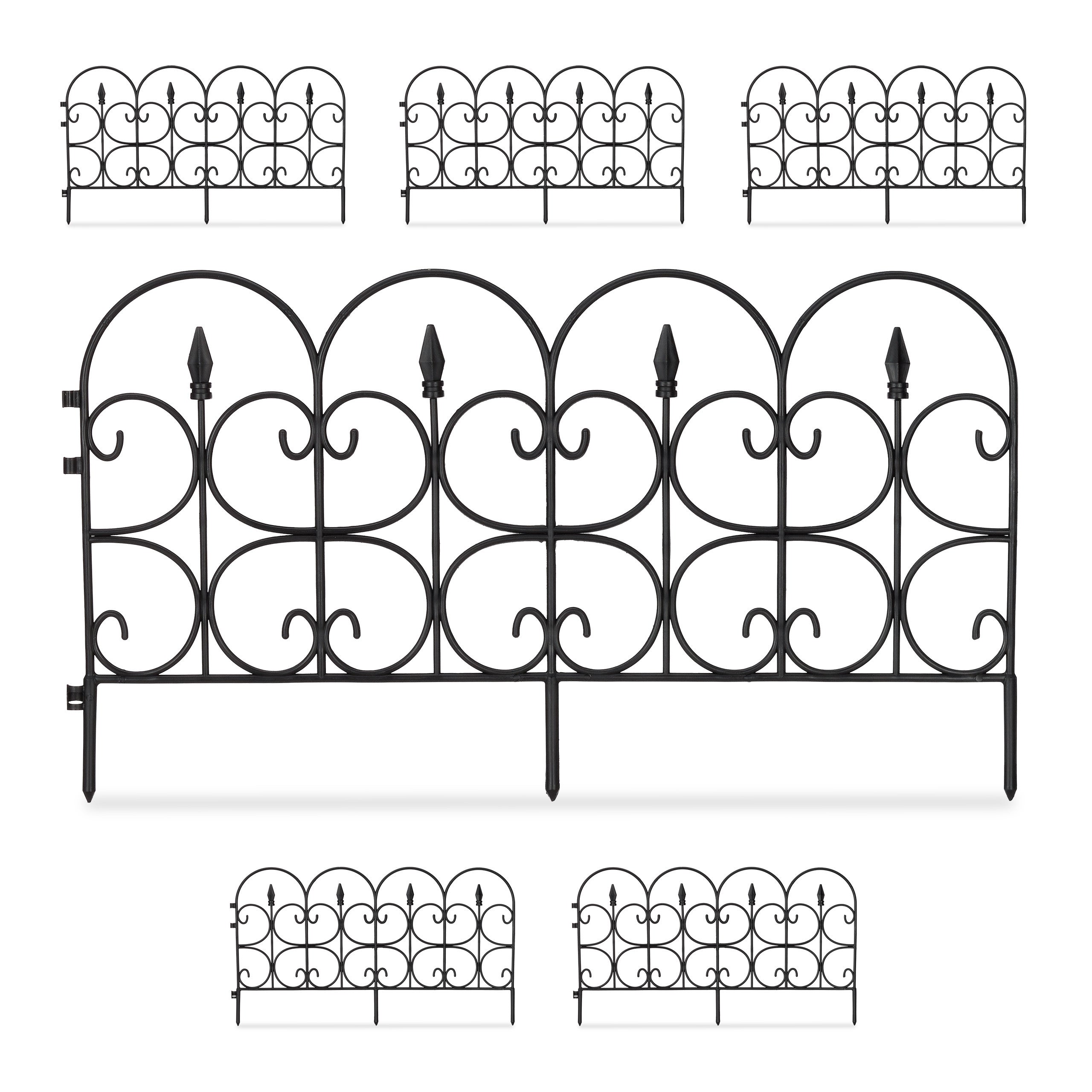 Bordure De Pelouse Flexible 30m Avec Piquets - Clôture De Jardin En Plastique Noir Pour Délimiter Espaces Et Allées