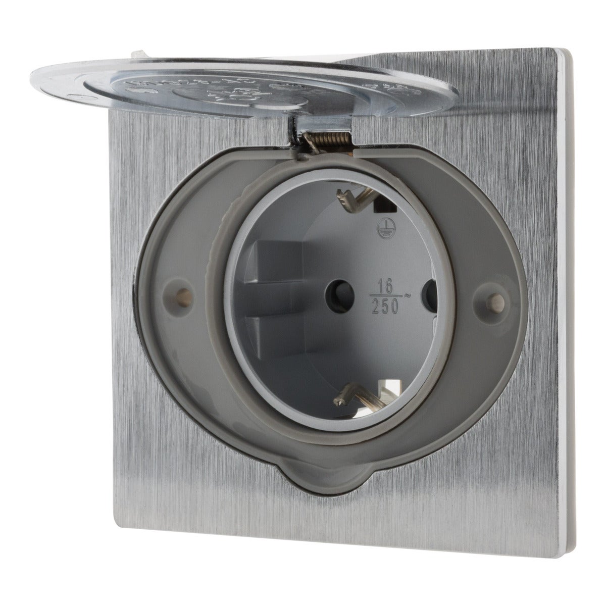 Prise de sol 16A Schuko alu brossé - IP44 + boîte installation - Zenitech - 6