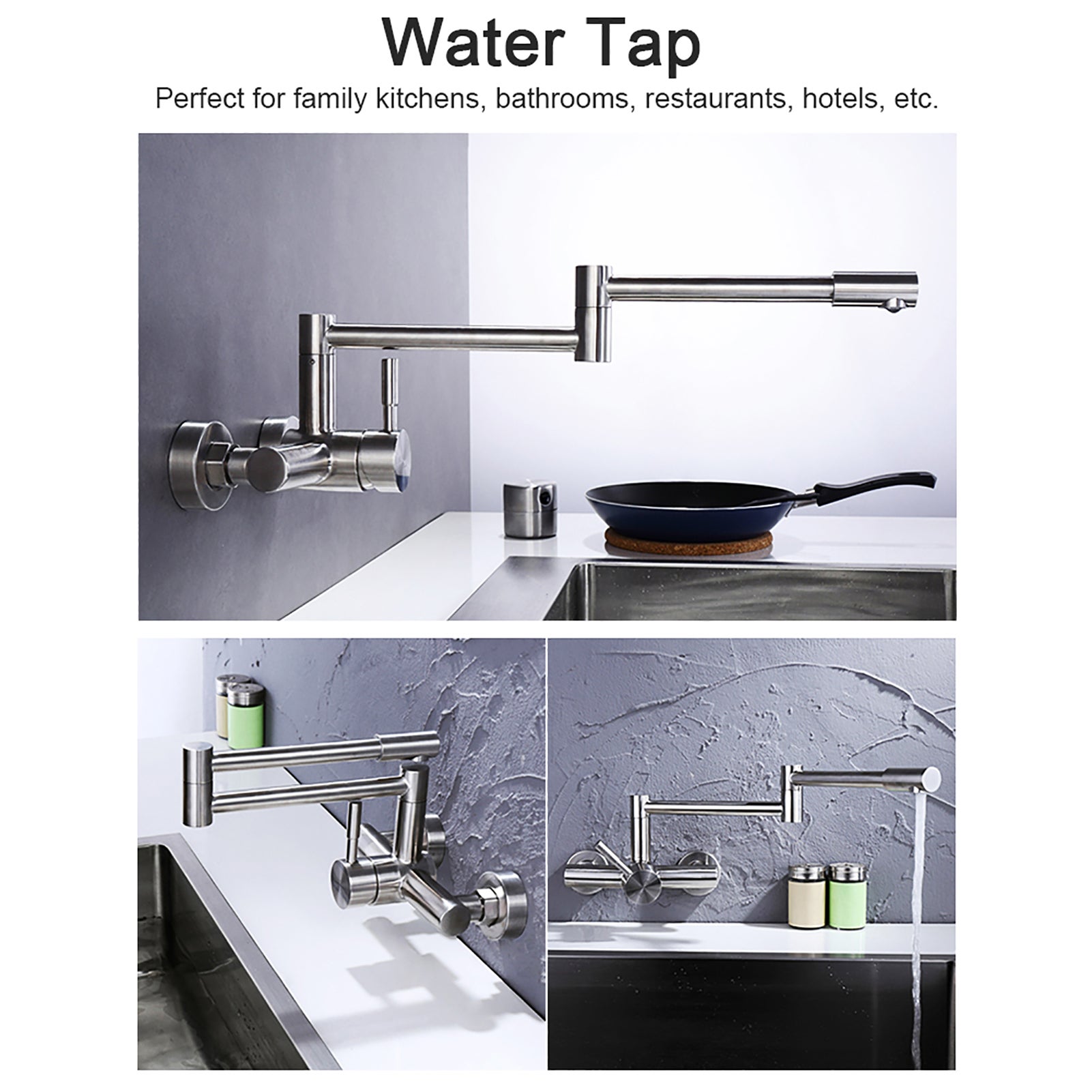 Rubinetto a parete pieghevole in acciaio inox 304 con filettatura G1/2 - 4