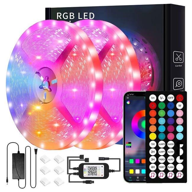 Taśma LED 20M (10mx2) Bluetooth, taśma LED 5050 RGB, sterowana przez aplikację na smartfona i pilot, wielokolorowa
