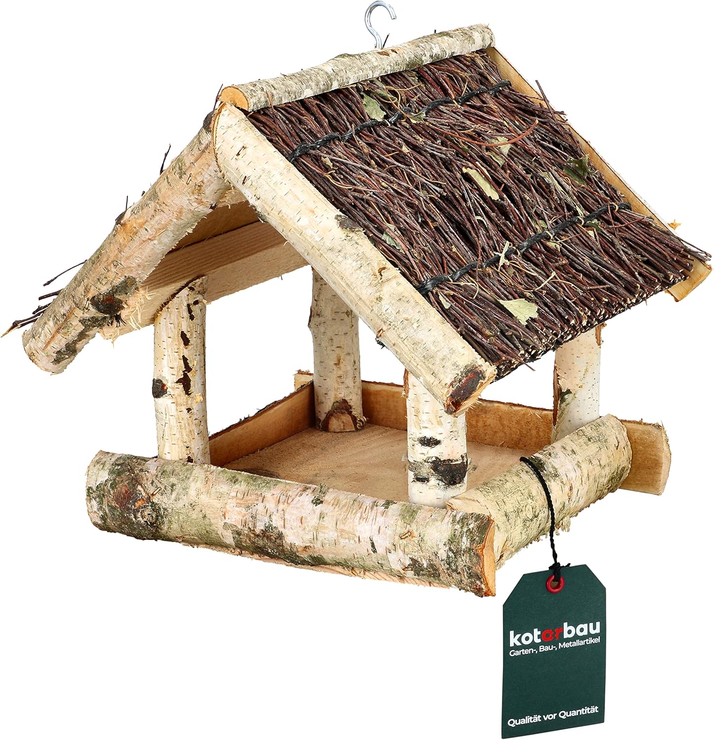 Karmnik dla ptaków budka domek dom drewniany wiszący naturalny 255 brzoza - KOTARBAU