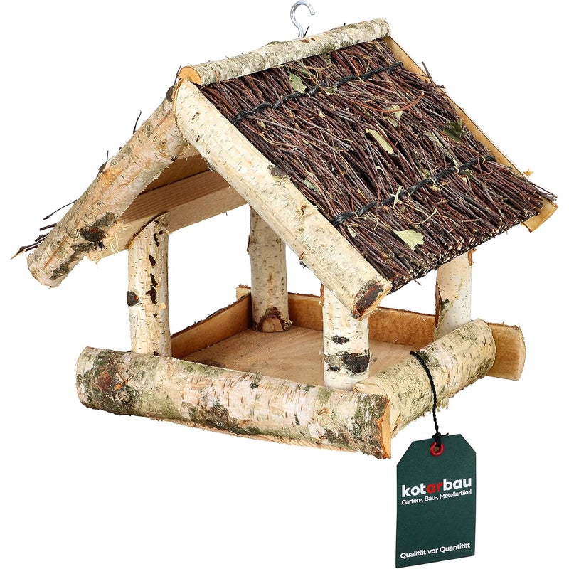 Karmnik dla ptaków budka domek dom drewniany wiszący naturalny 255 brzoza - KOTARBAU