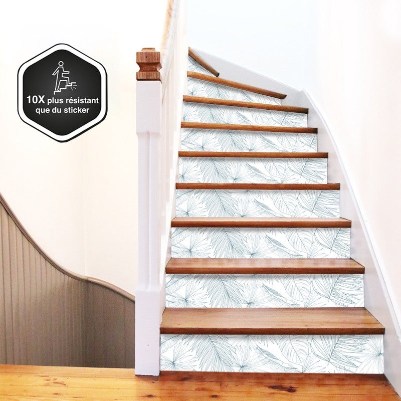 Contremarche Escalier Autocollante PVC ETHN'OLIVE 15x100cm - Lot De 5 - Multicolore - 99 DECO