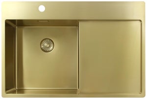 Fregaderos De Cocina Dorados De Doble Tazón, Con Grifo, Acero Inoxidable 304, Fregadero De Cocina De Montaje Superior Y Accesorios, Lavabo Para Verduras Bajo Encimera (color : Dorado A, Tamaño