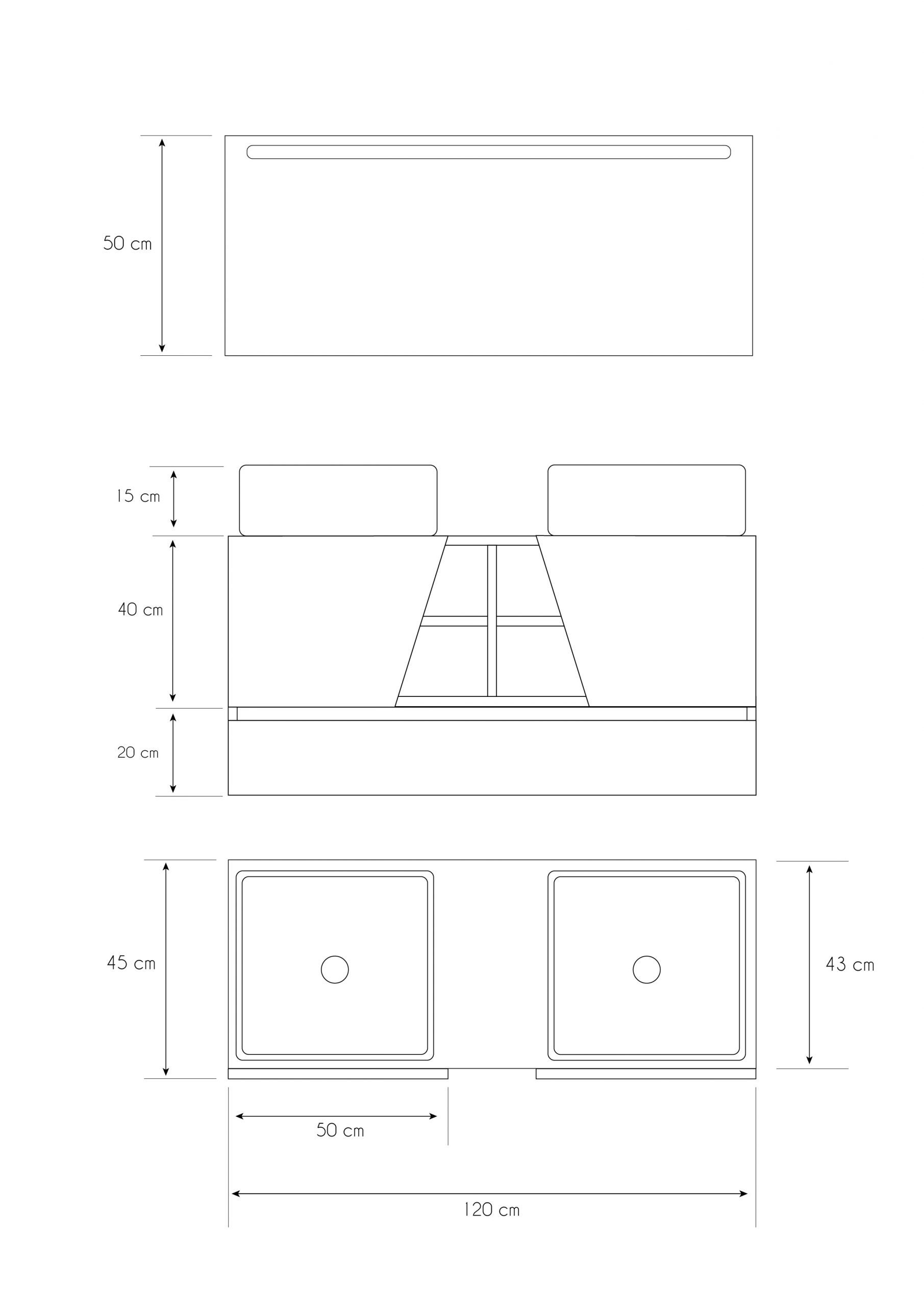 Meuble de salle de bain Mapau avec Double Vasque et Miroir LED RENNES PLUS Chêne Bardolino 120cm - 3