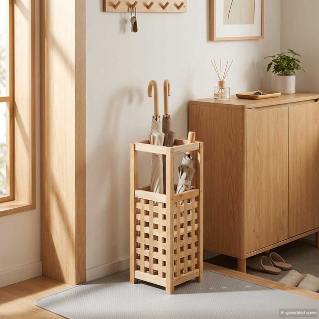 vidaXL Porte-parapluie 18 x 18 x 50 cm Bois de noyer massif