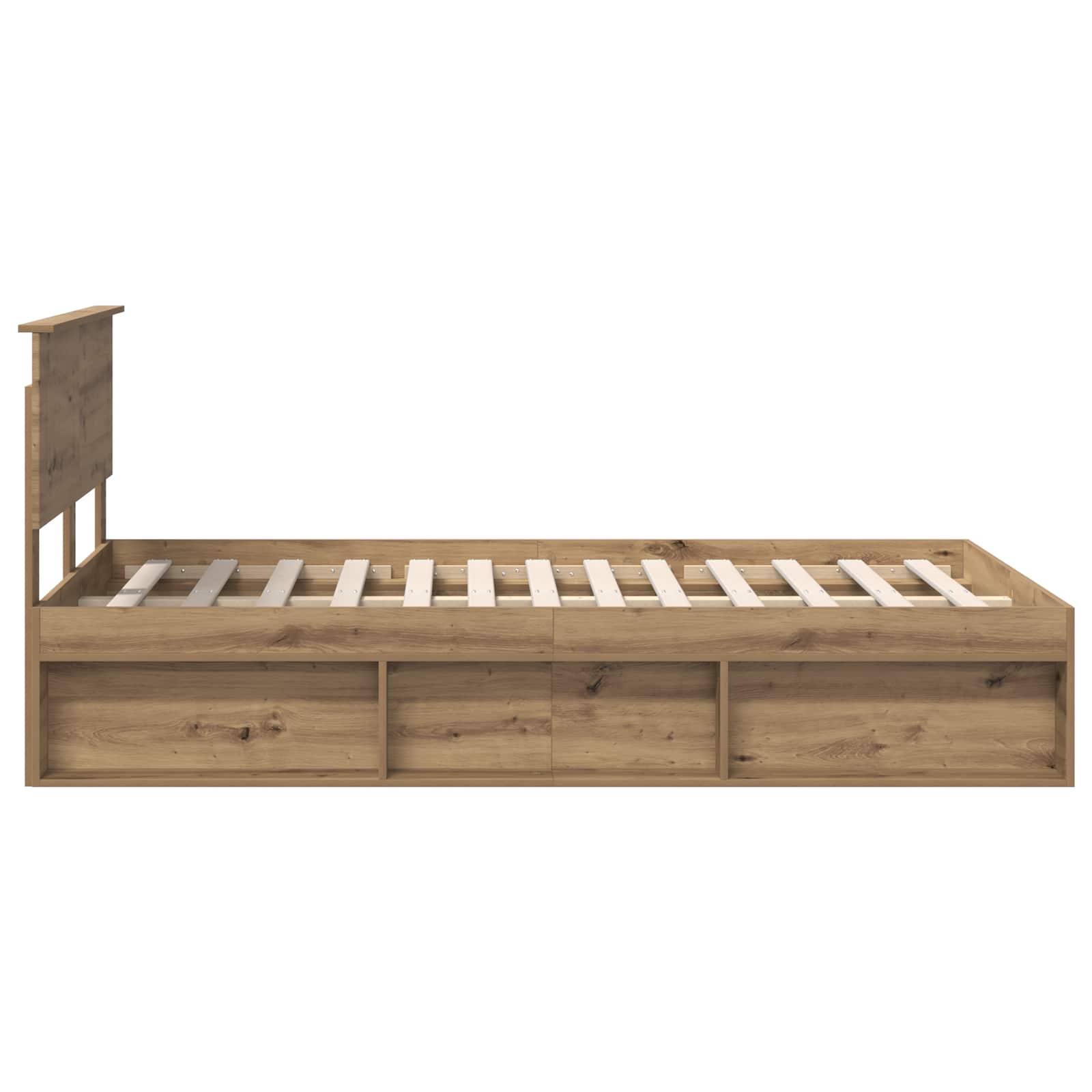 Cadre de lit chêne artisanal 135 x 190 cm panneau de bois - 8